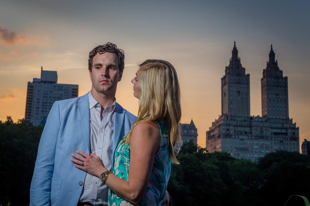 Engagement portrait at sunset in Central Park