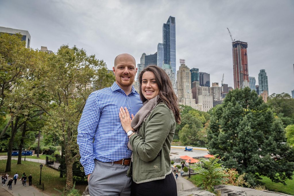 Engagement portrait overlooking Central Park