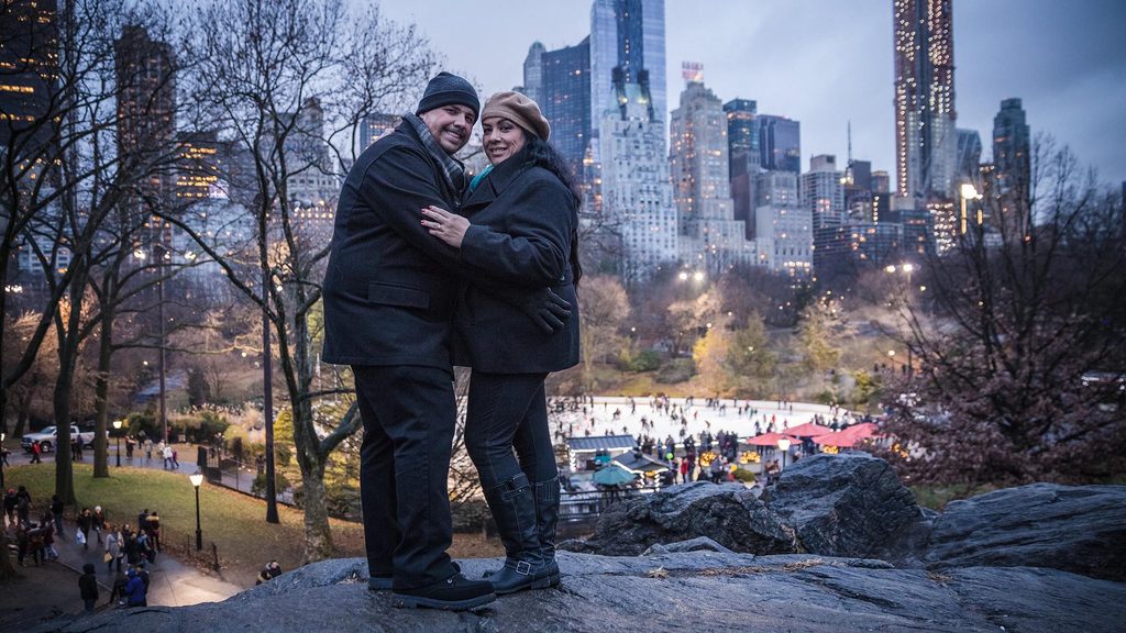 Winter couple portrait in Central Park