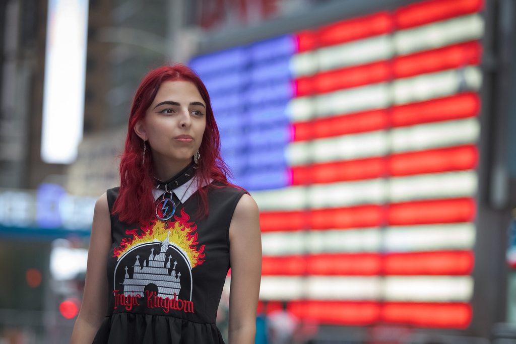 Editorial portrait of red-haired woman in New York