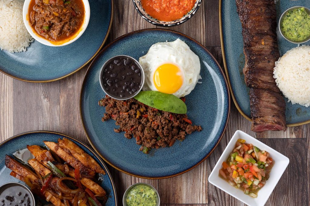 Overhead restaurant food photography